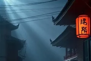 作品长夜售货机封面，深夜街头亮着灯的自动售货机